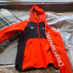Puma fleece hoodie orange and black size small